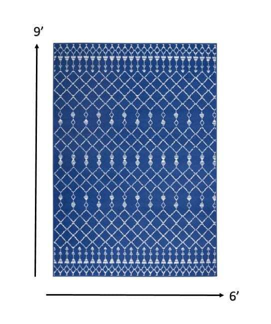 6' X 9' Navy Blue Geometric Berber Area Rug - Homeroots - Flyclothing LLC
