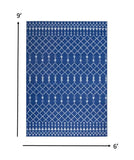 6' X 9' Navy Blue Geometric Berber Area Rug - Homeroots