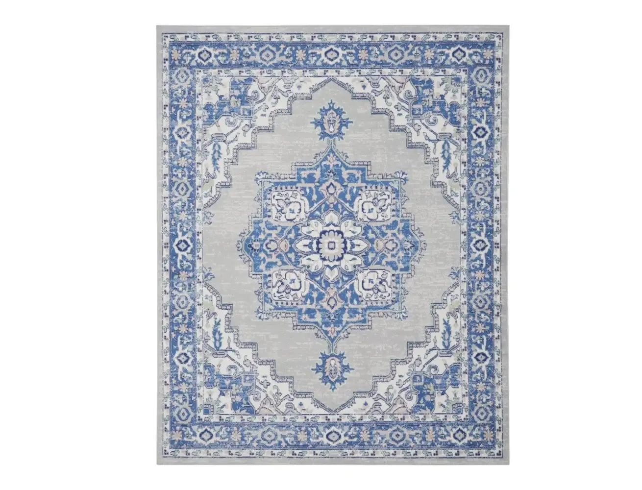 4' X 6' Blue Gray Floral Dhurrie Area Rug - Homeroots - Flyclothing LLC