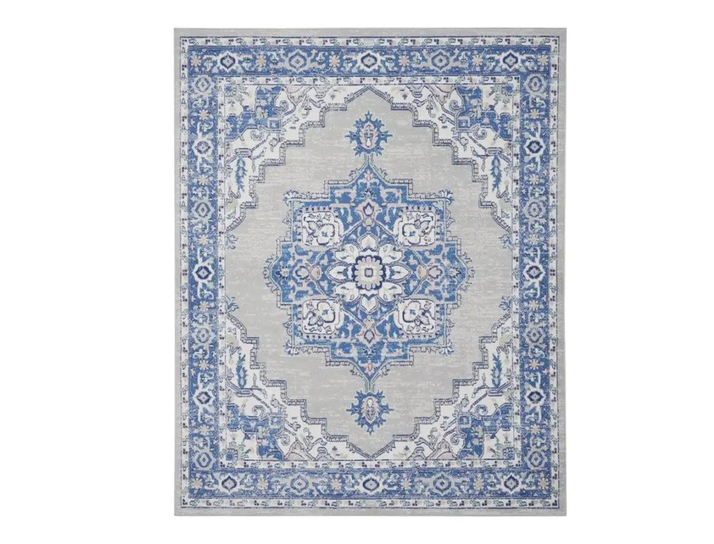 4' X 6' Blue Gray Floral Dhurrie Area Rug - Homeroots