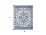 4' X 6' Blue Gray Floral Dhurrie Area Rug - Homeroots