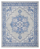 5' X 7' Blue Gray Floral Dhurrie Area Rug - Homeroots - Flyclothing LLC