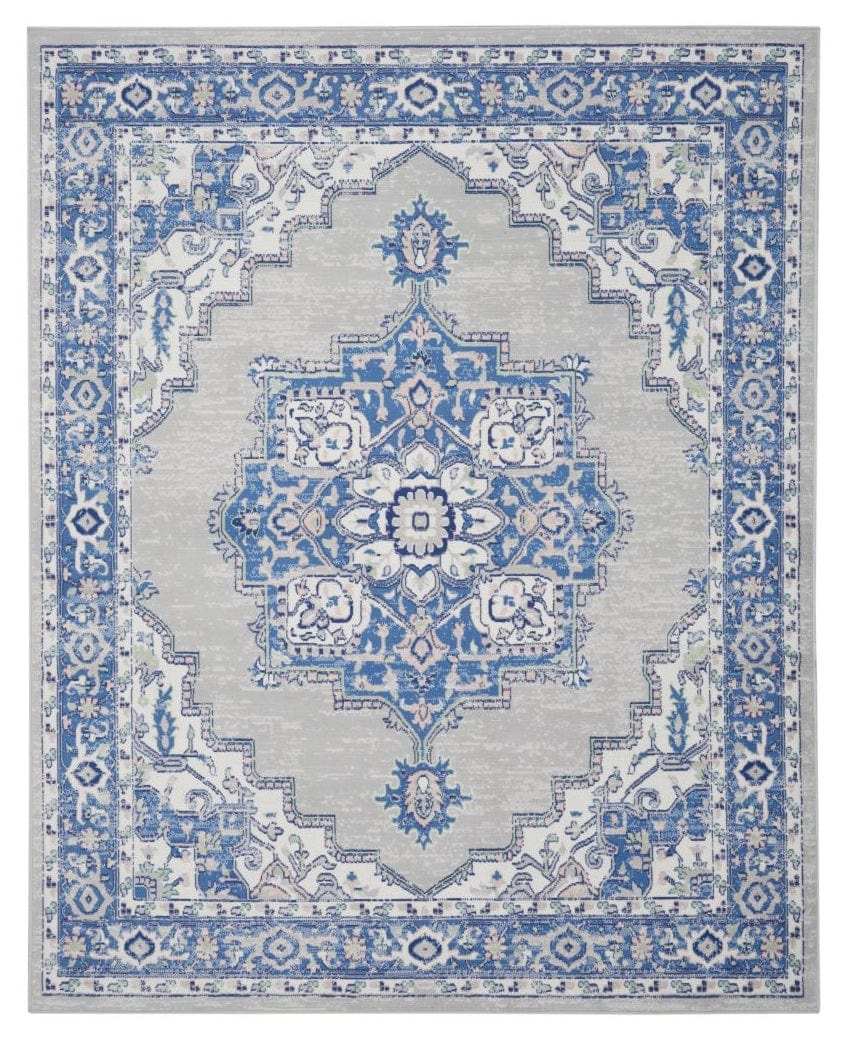 5' X 7' Blue Gray Floral Dhurrie Area Rug - Homeroots - Flyclothing LLC