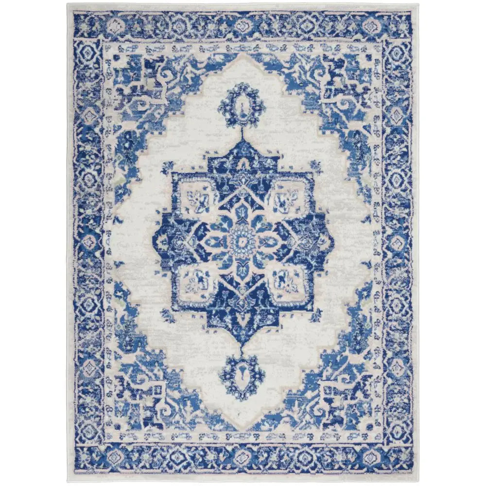 5' X 7' Blue And Ivory Floral Dhurrie Area Rug - Homeroots - Flyclothing LLC