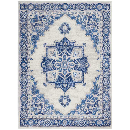 5' X 7' Blue And Ivory Floral Dhurrie Area Rug - Homeroots - Flyclothing LLC