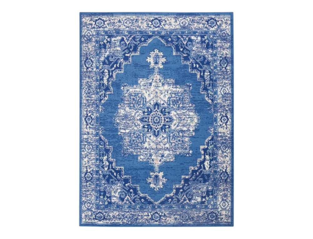 4' X 6' Navy Blue Floral Dhurrie Area Rug - Homeroots