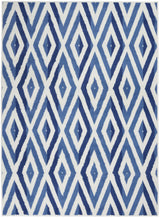 4' X 6' Blue And Ivory Geometric Dhurrie Area Rug - Homeroots - Flyclothing LLC
