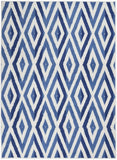 4' X 6' Blue And Ivory Geometric Dhurrie Area Rug - Homeroots