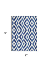4' X 6' Blue And Ivory Geometric Dhurrie Area Rug - Homeroots - Flyclothing LLC