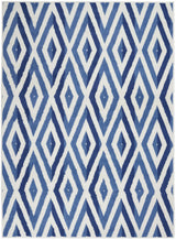 5' X 7' Blue And Ivory Geometric Dhurrie Area Rug - Homeroots - Flyclothing LLC
