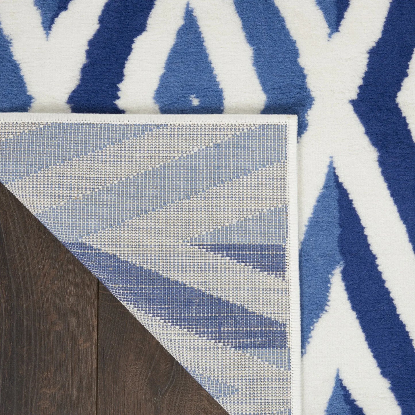 5' X 7' Blue And Ivory Geometric Dhurrie Area Rug - Homeroots - Flyclothing LLC