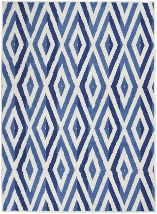 6' X 9' Blue And Ivory Geometric Dhurrie Area Rug - Homeroots - Flyclothing LLC