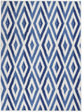 6' X 9' Blue And Ivory Geometric Dhurrie Area Rug - Homeroots