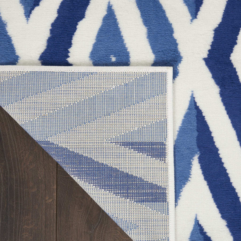 6' X 9' Blue And Ivory Geometric Dhurrie Area Rug - Homeroots - Flyclothing LLC