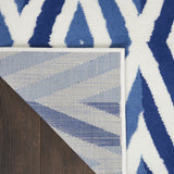 6' X 9' Blue And Ivory Geometric Dhurrie Area Rug - Homeroots