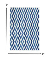 6' X 9' Blue And Ivory Geometric Dhurrie Area Rug - Homeroots - Flyclothing LLC
