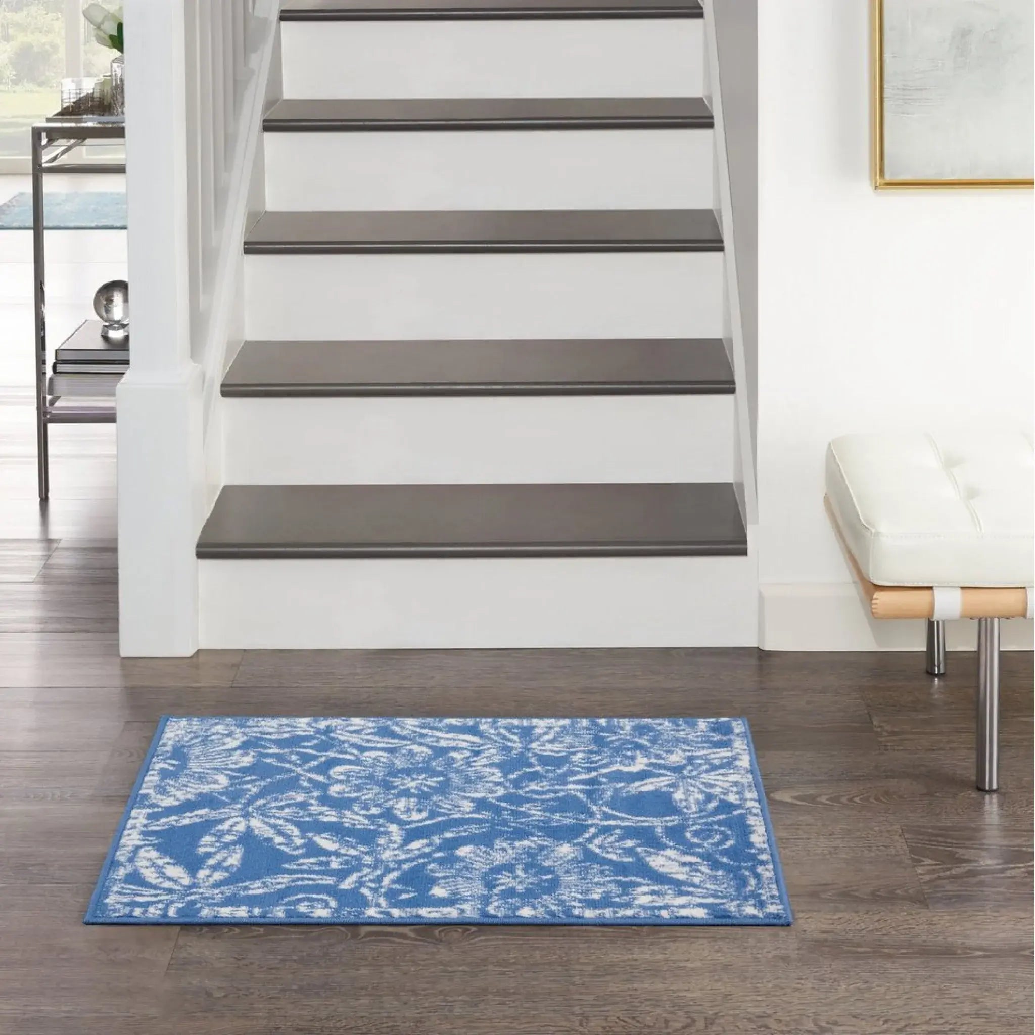 4' X 6' Blue Floral Dhurrie Area Rug - Homeroots - Flyclothing LLC