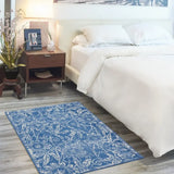4' X 6' Blue Floral Dhurrie Area Rug - Homeroots - Flyclothing LLC