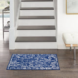 5' X 7' Navy Blue Floral Dhurrie Area Rug - Homeroots - Flyclothing LLC