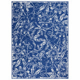 6' X 9' Navy Blue Floral Dhurrie Area Rug - Homeroots - Flyclothing LLC