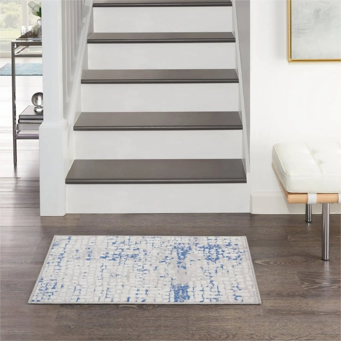 4' X 6' Blue Gray Abstract Dhurrie Area Rug - Homeroots - Flyclothing LLC