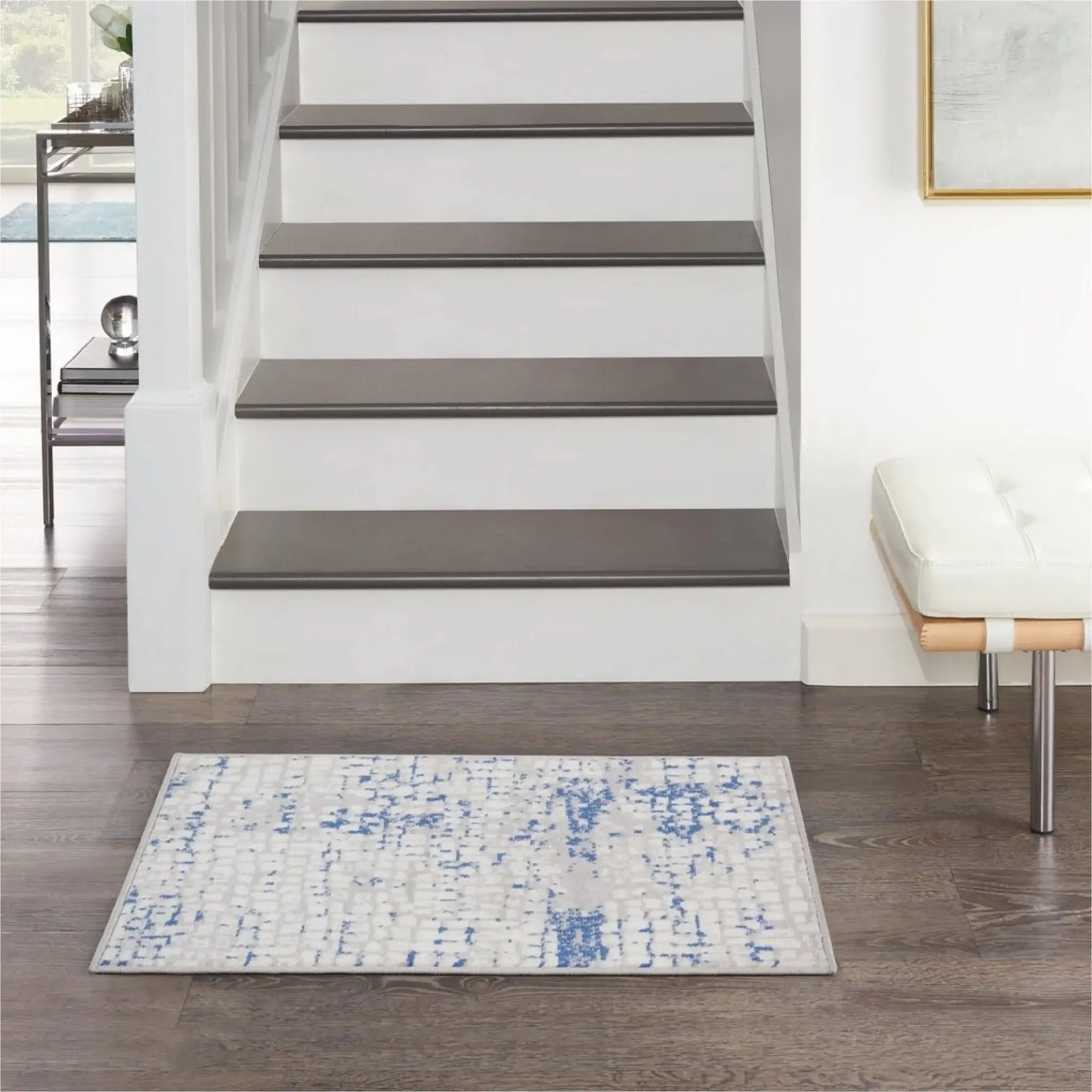 4' X 6' Blue Gray Abstract Dhurrie Area Rug - Homeroots - Flyclothing LLC
