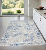 4' X 6' Blue Gray Abstract Dhurrie Area Rug - Homeroots - Flyclothing LLC