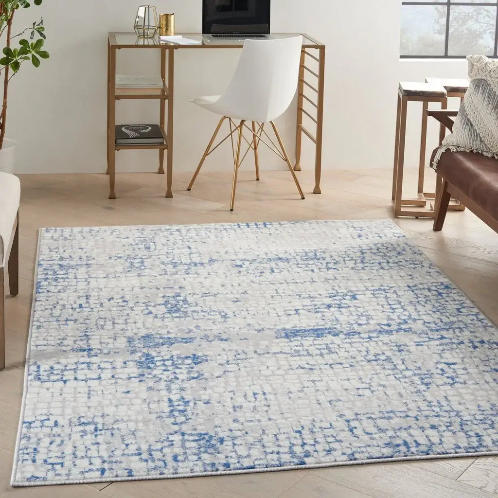6' X 9' Blue Gray Abstract Dhurrie Area Rug - Homeroots - Flyclothing LLC
