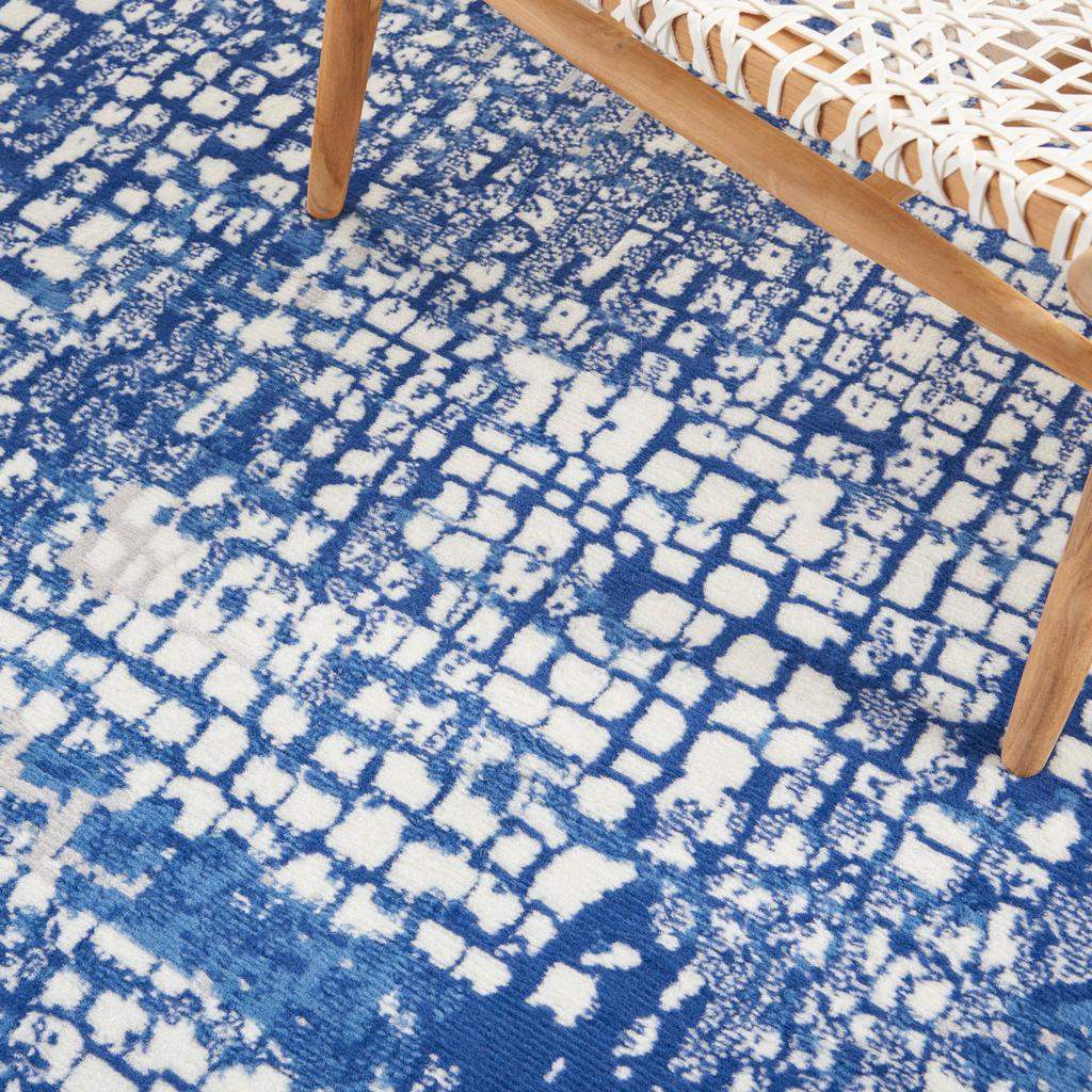 4' X 6' Blue And Ivory Abstract Dhurrie Area Rug - Homeroots - Flyclothing LLC