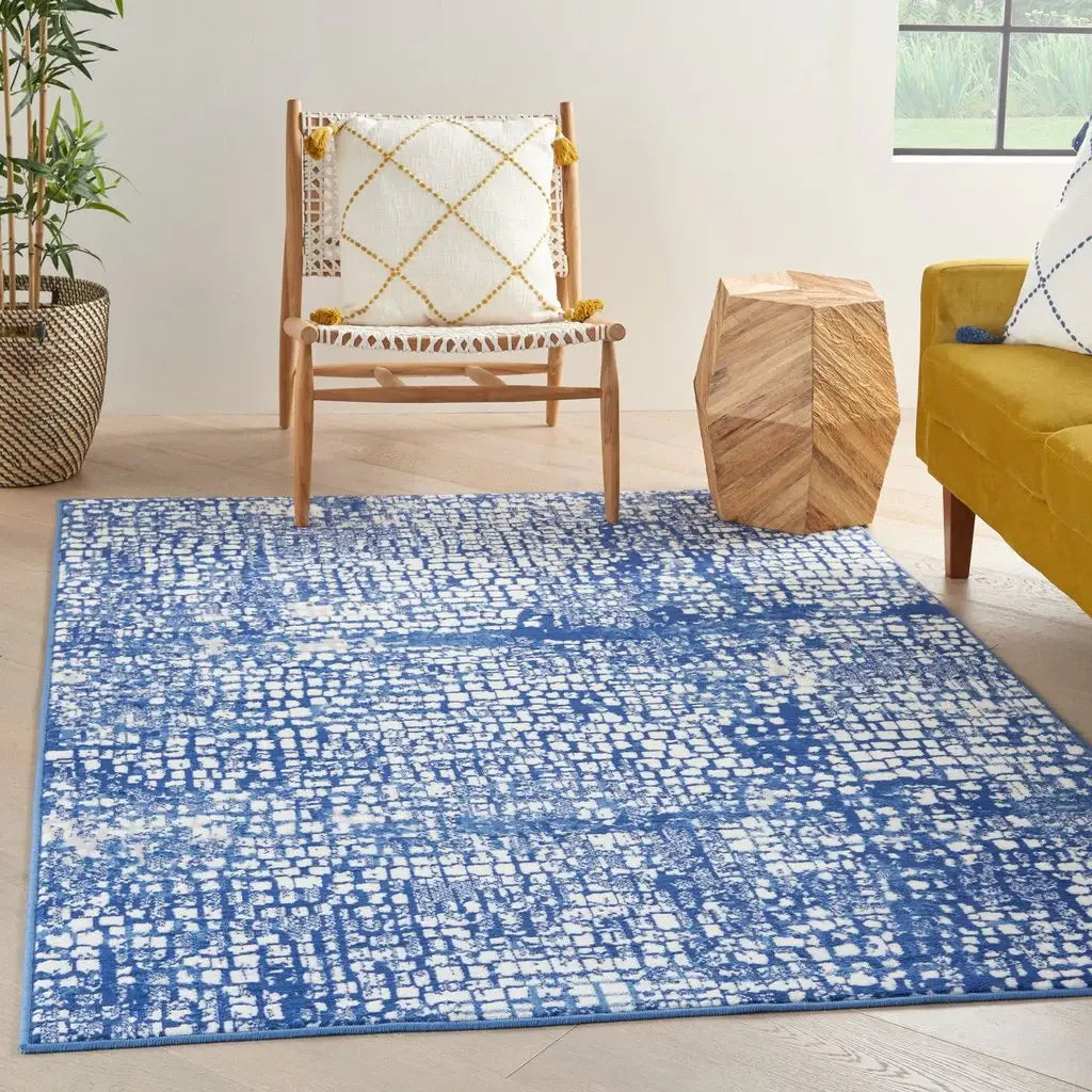 4' X 6' Blue And Ivory Abstract Dhurrie Area Rug - Homeroots - Flyclothing LLC
