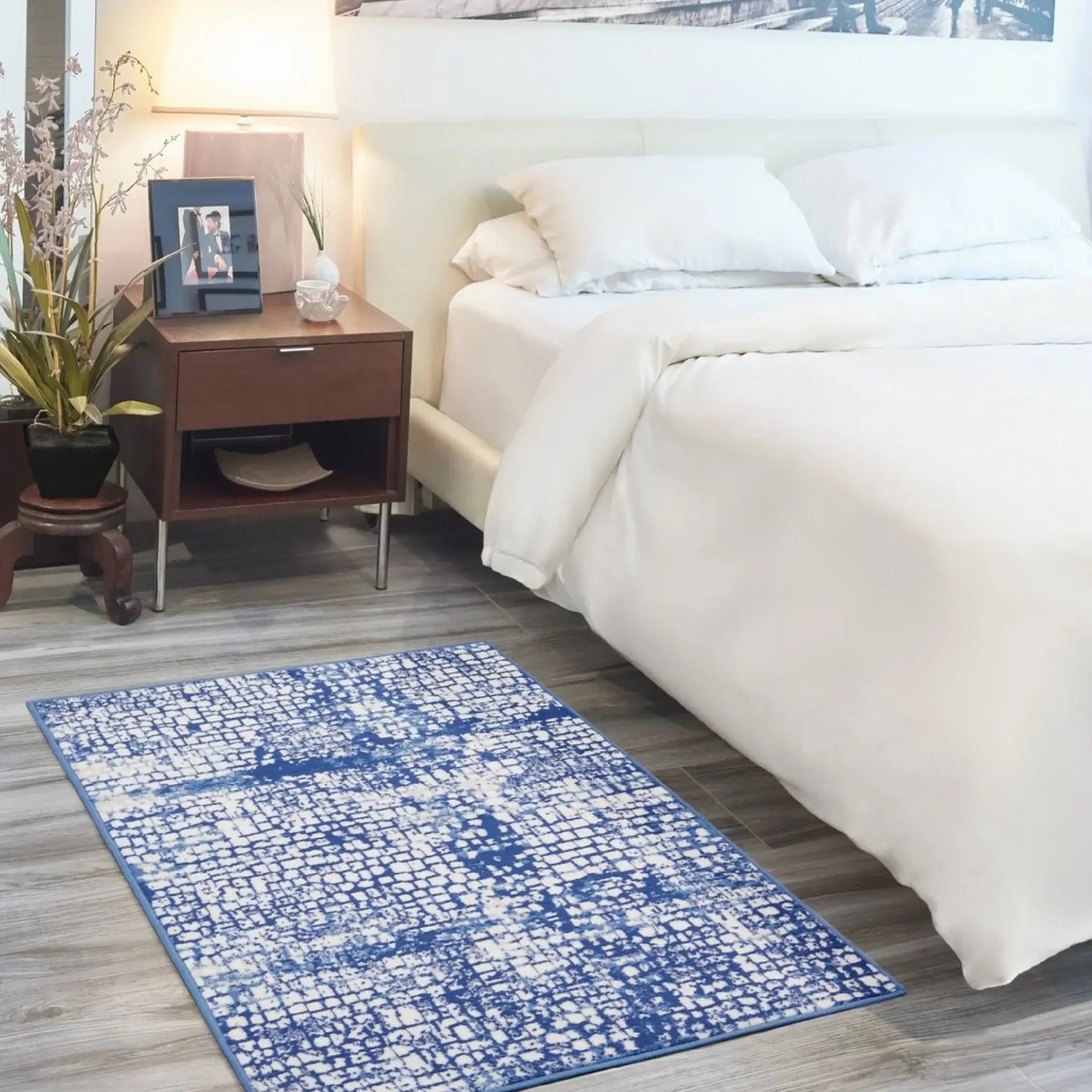5' X 7' Blue And Ivory Abstract Dhurrie Area Rug - Homeroots - Flyclothing LLC