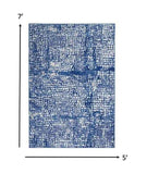 5' X 7' Blue And Ivory Abstract Dhurrie Area Rug - Homeroots - Flyclothing LLC