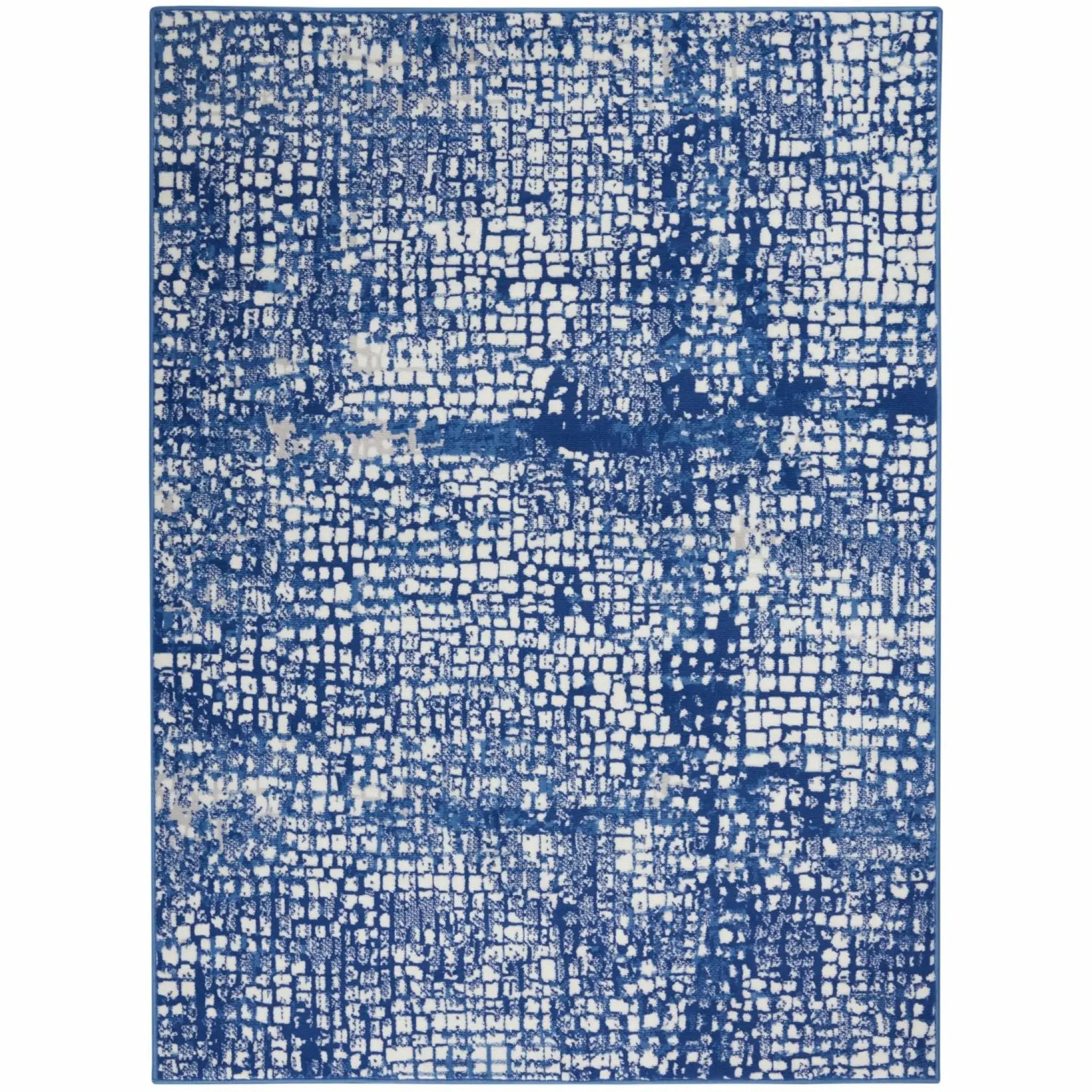 5' X 7' Blue And Ivory Abstract Dhurrie Area Rug - Homeroots - Flyclothing LLC