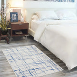 5' X 7' Blue And Ivory Abstract Dhurrie Area Rug - Homeroots - Flyclothing LLC