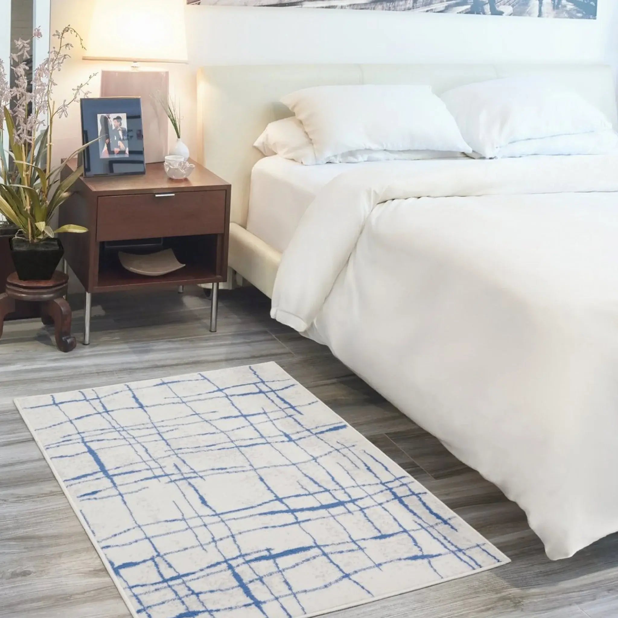 5' X 7' Blue And Ivory Abstract Dhurrie Area Rug - Homeroots - Flyclothing LLC