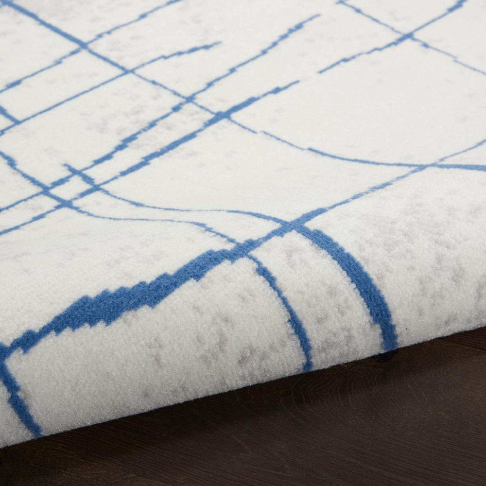5' X 7' Blue And Ivory Abstract Dhurrie Area Rug - Homeroots - Flyclothing LLC