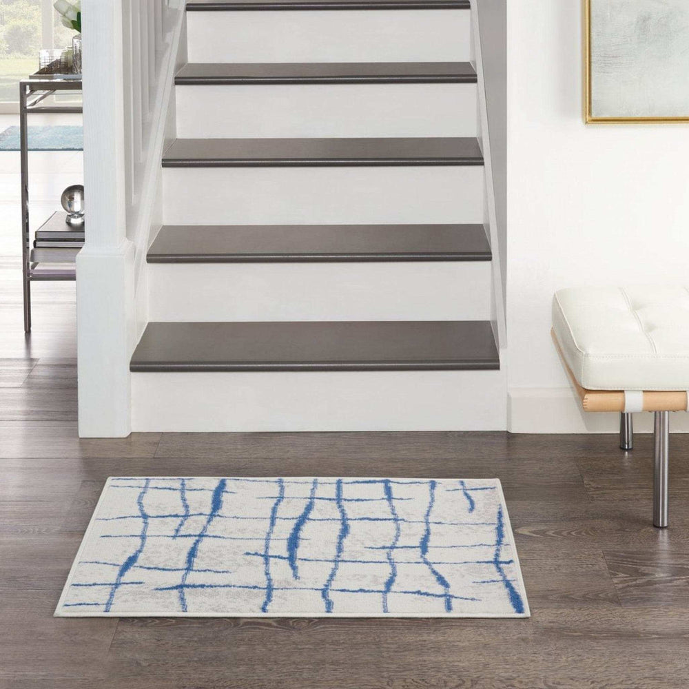 6' X 9' Blue And Ivory Abstract Dhurrie Area Rug - Homeroots - Flyclothing LLC
