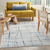 6' X 9' Blue And Ivory Abstract Dhurrie Area Rug - Homeroots - Flyclothing LLC