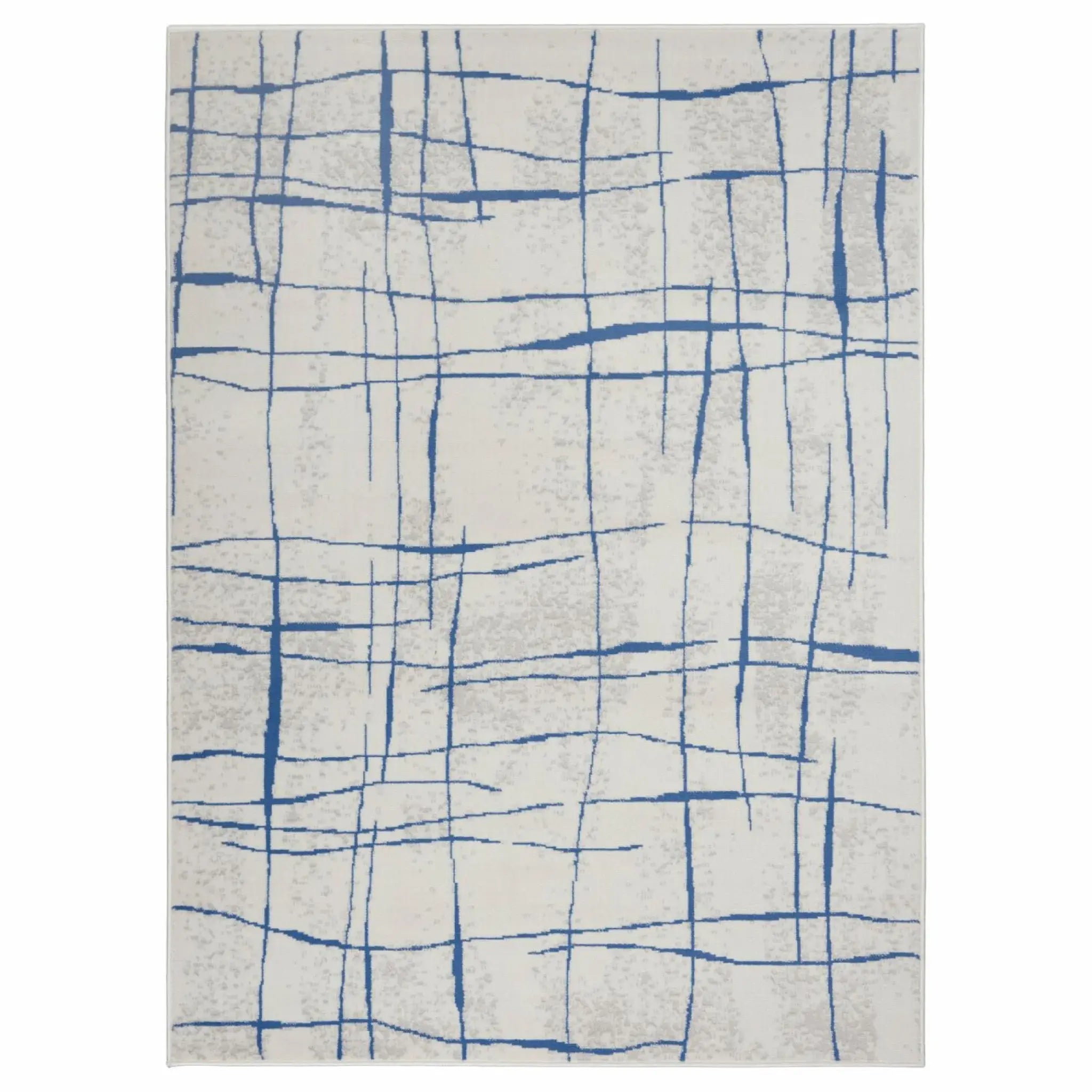 6' X 9' Blue And Ivory Abstract Dhurrie Area Rug - Homeroots - Flyclothing LLC