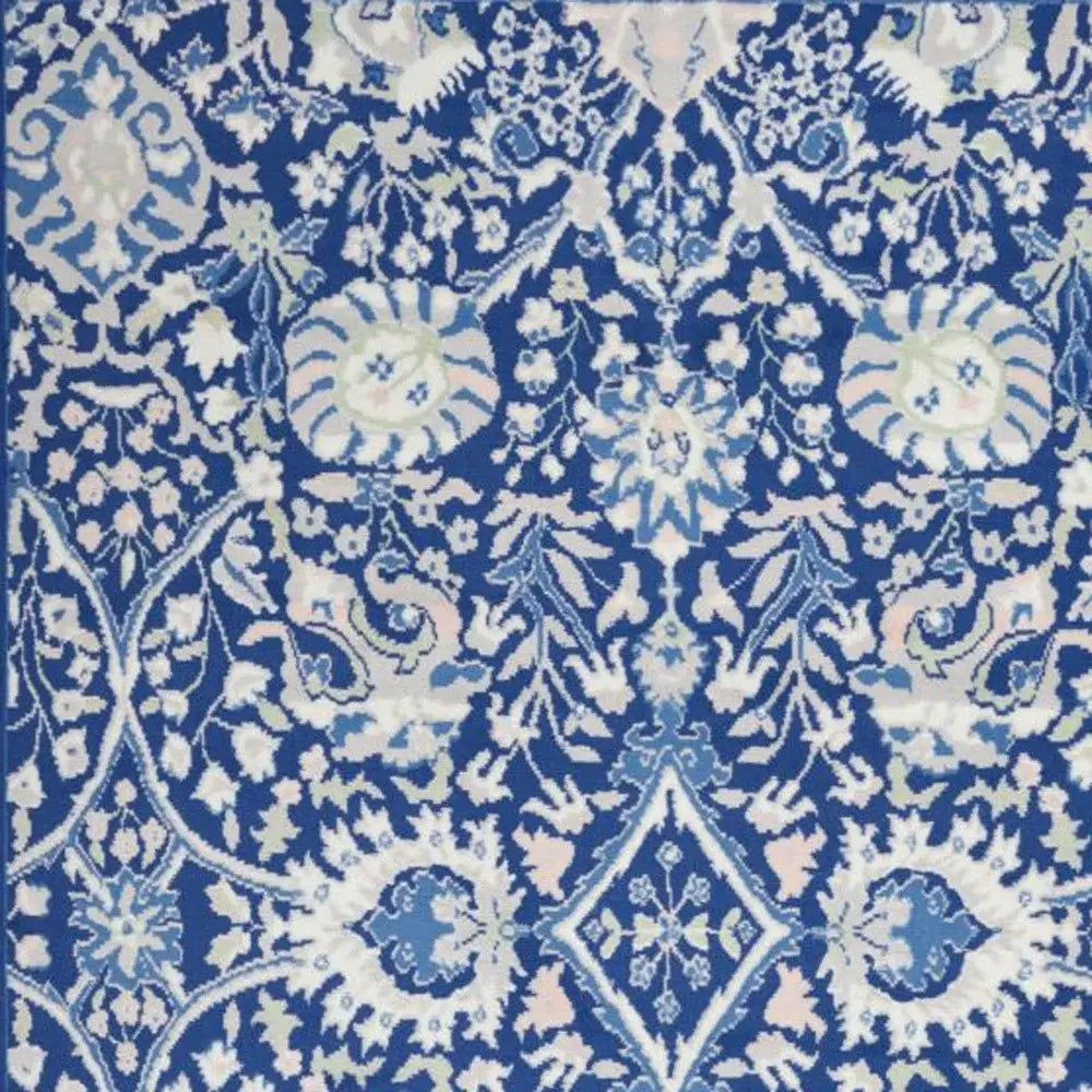 4' X 6' Navy Blue Floral Dhurrie Area Rug - Homeroots - Flyclothing LLC