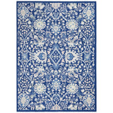 4' X 6' Navy Blue Floral Dhurrie Area Rug - Homeroots