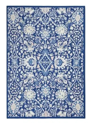 6' X 9' Navy Blue Floral Dhurrie Area Rug - Homeroots - Flyclothing LLC