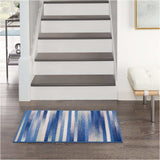 4' X 6' Blue And White Striped Dhurrie Area Rug - Homeroots - Flyclothing LLC