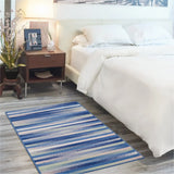 4' X 6' Blue And White Striped Dhurrie Area Rug - Homeroots - Flyclothing LLC