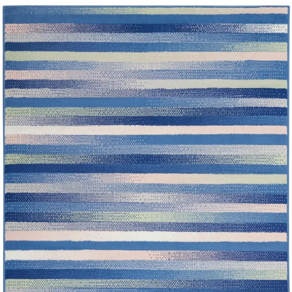4' X 6' Blue And White Striped Dhurrie Area Rug - Homeroots - Flyclothing LLC