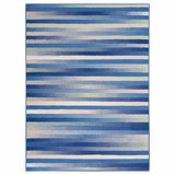 4' X 6' Blue And White Striped Dhurrie Area Rug - Homeroots - Flyclothing LLC