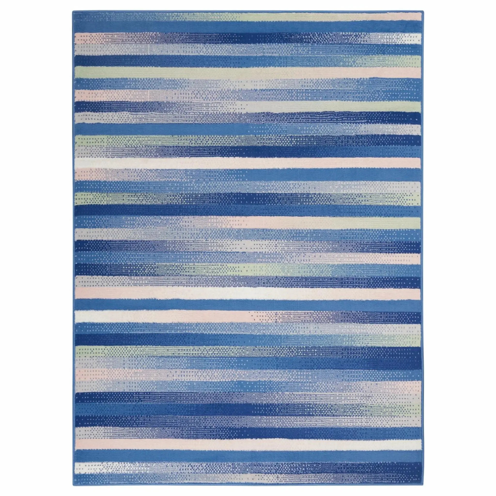 4' X 6' Blue And White Striped Dhurrie Area Rug - Homeroots - Flyclothing LLC
