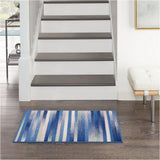 5' X 7' Blue And White Striped Dhurrie Area Rug - Homeroots - Flyclothing LLC