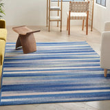 5' X 7' Blue And White Striped Dhurrie Area Rug - Homeroots - Flyclothing LLC