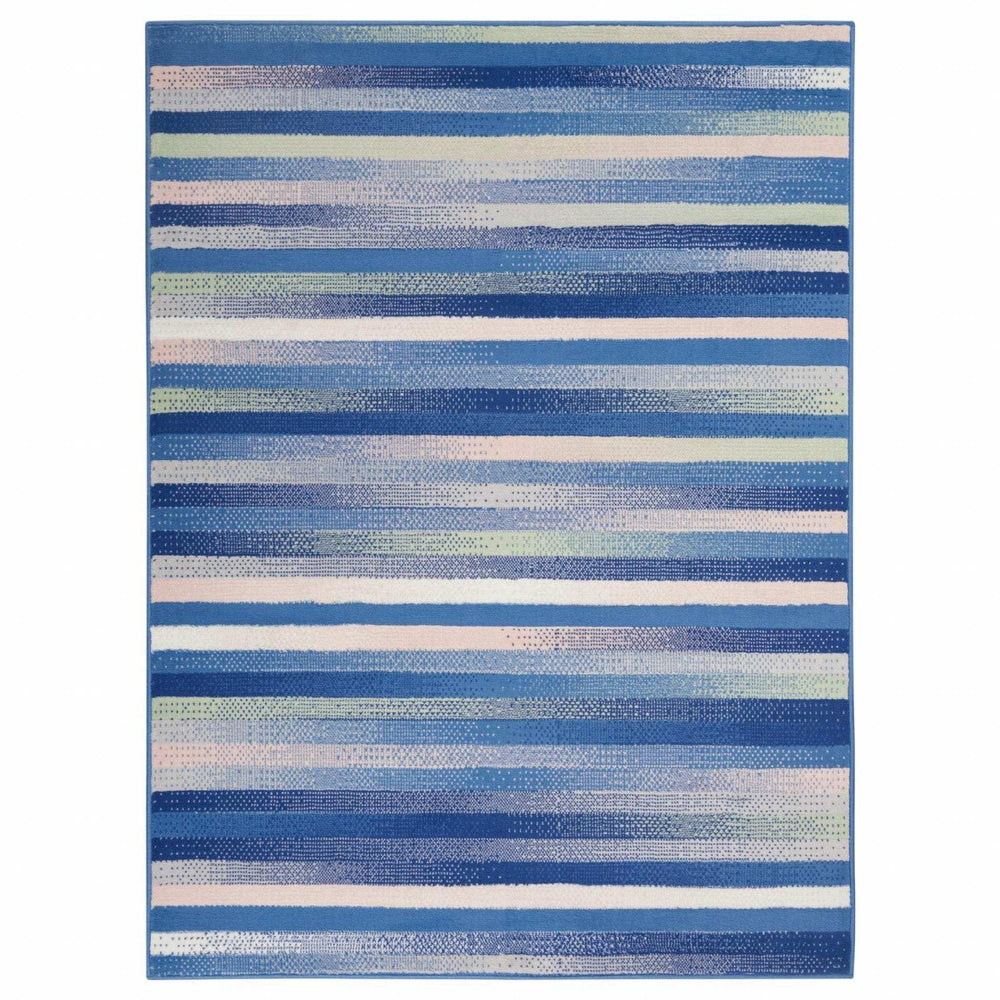 5' X 7' Blue And White Striped Dhurrie Area Rug - Homeroots - Flyclothing LLC